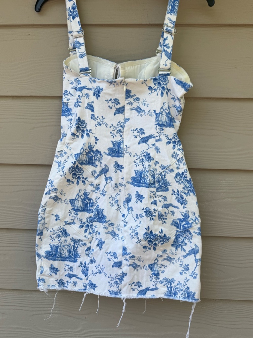 For Love And Lemons Monika Mini Dress Floral Blue White - Picture 9 of 15